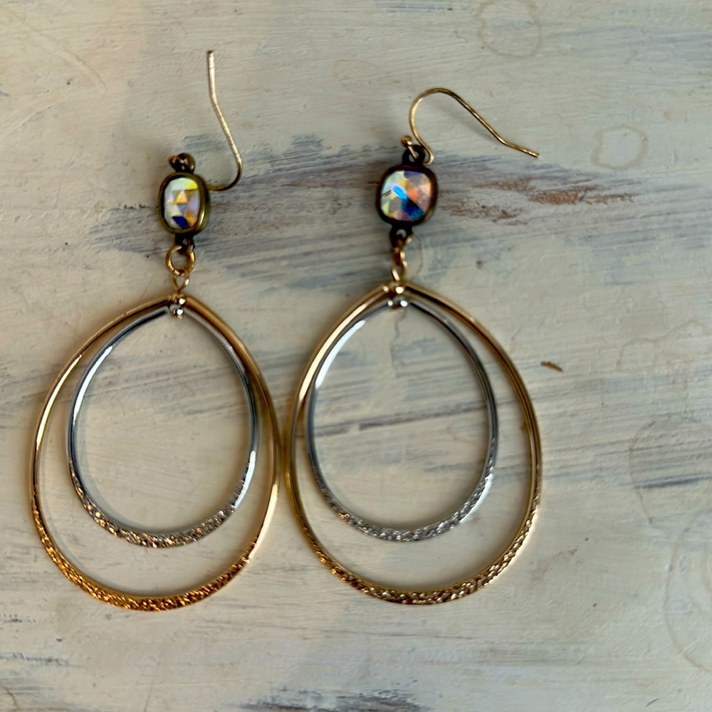 Silver and Gold earrings 
Pink Panache Brand